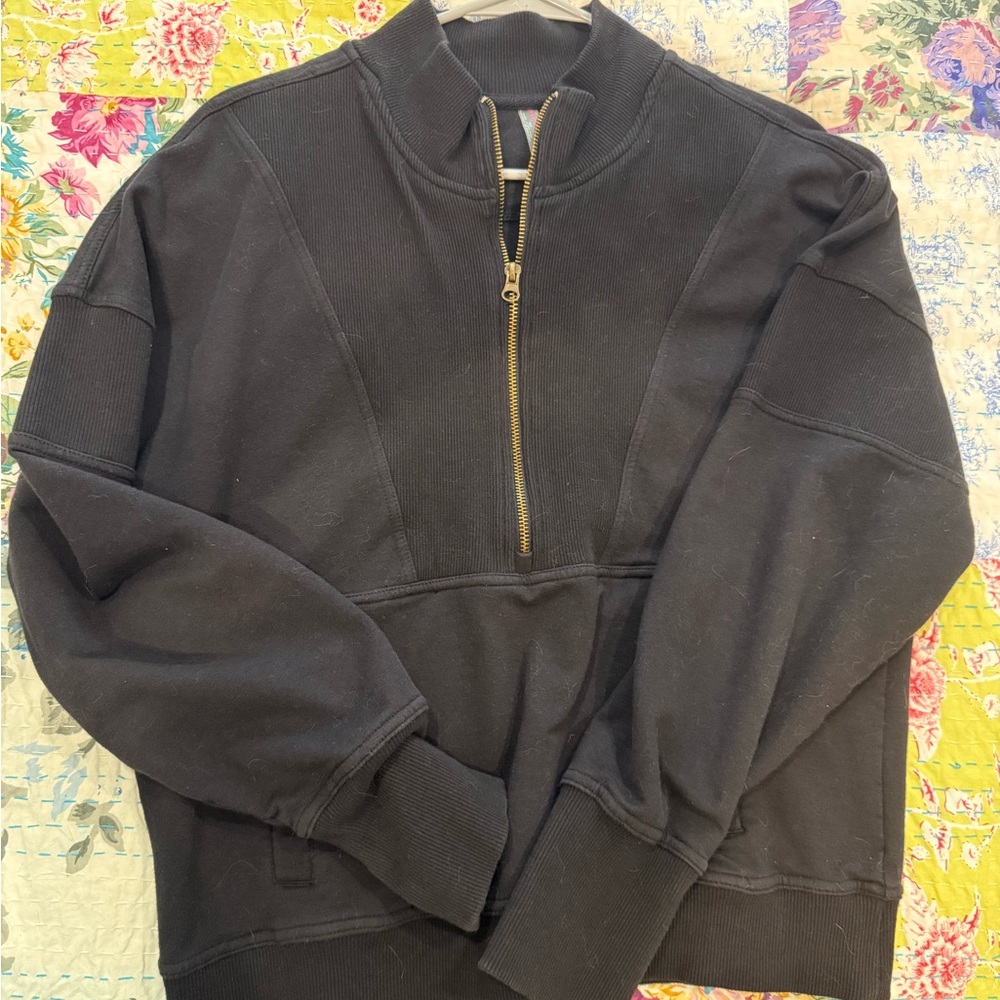 Free People Black Half-Zip Pullover Jacket